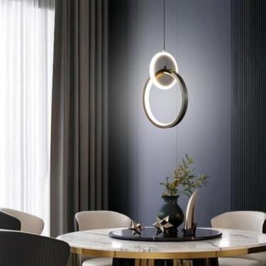 Imagem de Luminária Pendente Teto 1,50m LED Duplo 24 Watts 3 Cores Lustre Bivolt