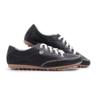 Imagem de mocatênis sapato feminino de couro confortável Preto - Izabella Araújo