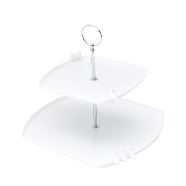 Imagem de Prato Duplo de Porcelana P/Doces Birds Branco 27x19cm Wolff