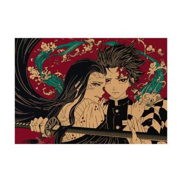 Imagem de Pôster de arte de parede com imagem Demon Slayers Anime 50,5 x 35 cm -