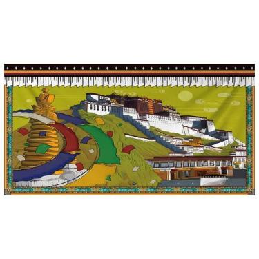 Imagem de Tapeçaria: parede do palácio de Potala, estilo tibetano, 150x130cm, mi