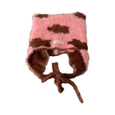 Imagem de Gorro De Inverno Unissex De Veludo De Vison Com Orelhas De Urso, Trico