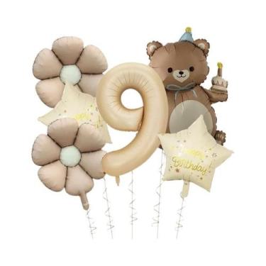 Imagem de Balão Matte Daisy De 40 Polegadas, 6 Peças, Creme, Feliz Aniversário, 