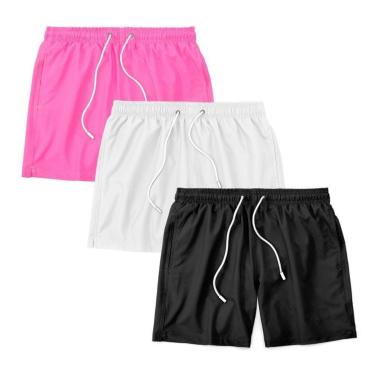 Imagem de Kit 3 Shorts Bermuda Masculino Tactel Liso Praia Academia-Masculino