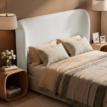 Imagem de Cabeceira Para Cama Box Casal Padrão Liah 140cm Bouclê Branco - Desk Design