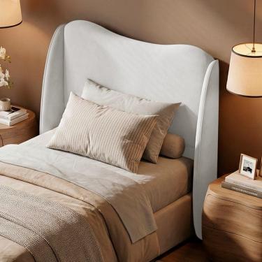 Imagem de Cabeceira Orgânica Para Cama Box Viúva Luma 120cm Bouclê Branco - Desk Design