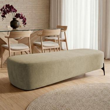 Imagem de Puff Recamier Decorativo Orgânico Lavie 140cm Premium Chenille Bouclê Pérola - Desk Design