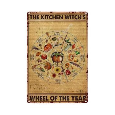 Imagem de Placa De Metal Retrô Com Rodas Do Ano, Tema Bruxa, Para Decoração De P