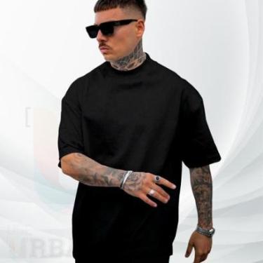 Imagem de Camiseta over Masculina Oversized 100 Algodão Manga Curta Básica Streetwear Casual Confortável-Masculino