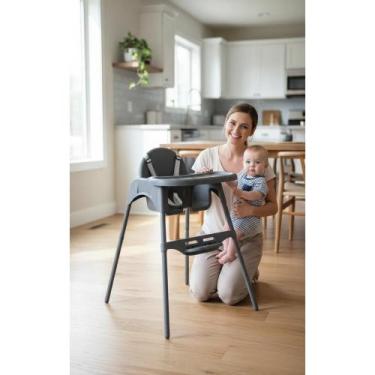 Imagem de Cadeira Refeição Infantil 2 em 1 Cinza - Segura e Fácil - Congratulati