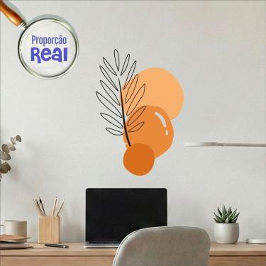 Imagem de Adesivo Floral Boho Laranja Estilo Nórdico 55x80 Minimalista Mod.02