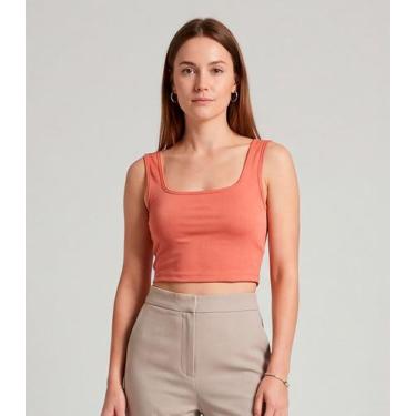 Imagem de Top Feminino Com Decote Quadrado Infinita Cor Laranja, M, Laranja