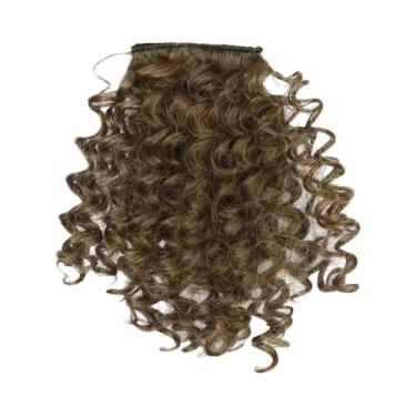 Imagem de Peruca Sintética Curta Afro Kinky Cacheada Para Mulheres Negras Com Fr