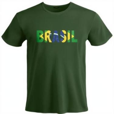 Imagem de Camiseta Casual Bandeira Brasil Manga Curta em Algodão Leve e Confortável Copa do P ao G1-Masculino