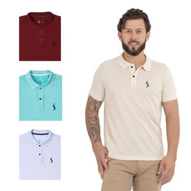 Imagem de Kit 4 Camisa Polo Masculina Elegante Dia a Dia Piquet-Masculino