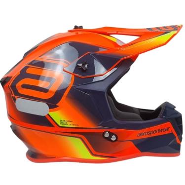 Imagem de Capacete Asw Motocross R3 Pure Marinho Laranja Amarelo-Unissex