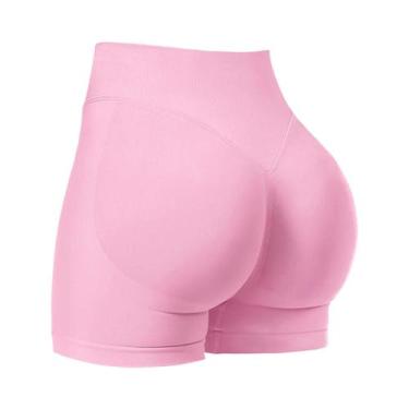 Imagem de Shorts De Yoga Femininos De Cintura Alta Sem Costura Com Compressão E 