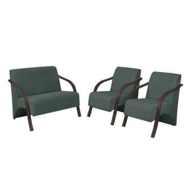 Imagem de Conjunto Poltronas Vênus Braço Madeira Verde - D SALLA
