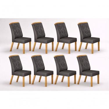 Imagem de Kit 8 Cadeiras Maciça De Jantar Estofada Ilhéus- Arbo Design