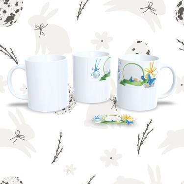 Imagem de Caneca de Porcelana Páscoa 58 para Bebidas 325ml Decorada Compatível com Micro-ondas e...