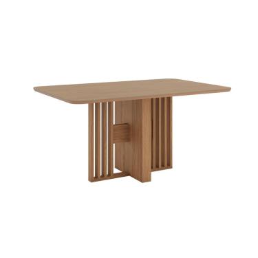 Imagem de Mesa De Jantar Dinah 06 Lugares Canto Arredondado Com Vidro Sc149 Nature - Henn