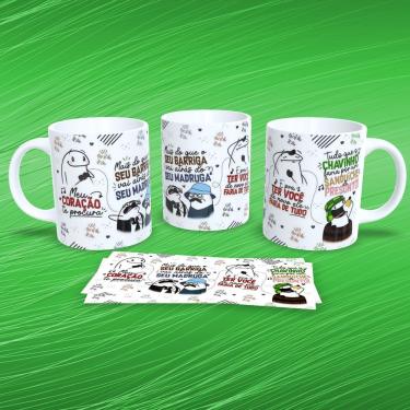 Imagem de Caneca de Porcelana 325ML Flork Musical Estampa 7 para Bebidas Quentes e Frias Decorada Branca Outras Marcas