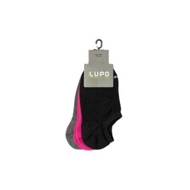 Imagem de Kit Meia Lupo Cano Invísivel Sport Pacote 3 Pares, Preto, Pink, M