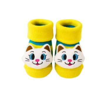 Imagem de Meia Antiderrapante para Bebê 0 a 12 Meses 3d Bichinhos - Plin Baby, G