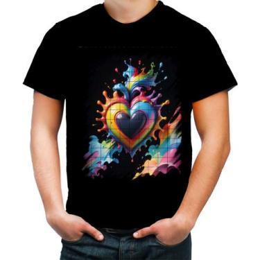 Imagem de Camiseta Colorida do Orgulho LGBT Coração Amor 12 - Kasubeck Store®, B