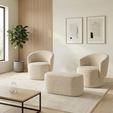 Imagem de Poltrona Kit 2 e Puff Orgânico Malu Max Napoli Hidrorepelente M11 - D`Rossi