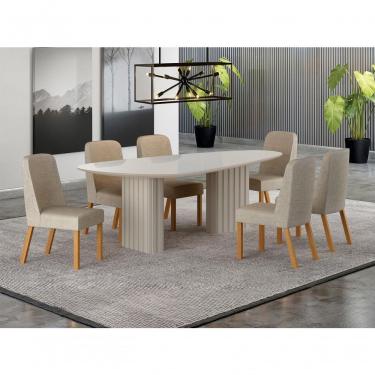 Imagem de Conjunto Jantar 6 Cadeiras Maciça 2x1 Vdo Iza - Arbo Design
