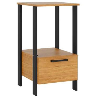 Imagem de Mesa Auxiliar Para Escritório 01 Gaveta Industrial Batel D03 Freijó Pr