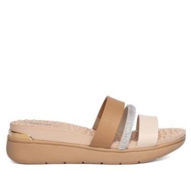 Imagem de Tamanco Feminino Modare Anabela com Strass Bege-Feminino