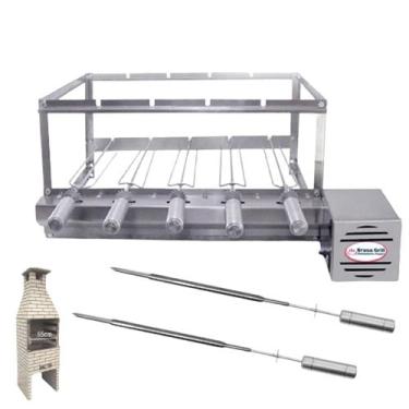 Imagem de Brasa Grill Tradicional Gira 5 Espetos para Churrasqueira Pré Moldada 