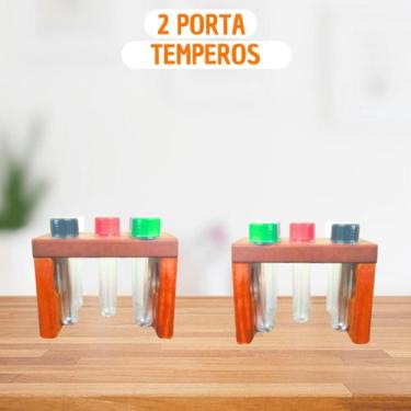 Imagem de 2 UND Porta Temperos Acompanha 5 Potes Rustico Condimentos - Decor Luz