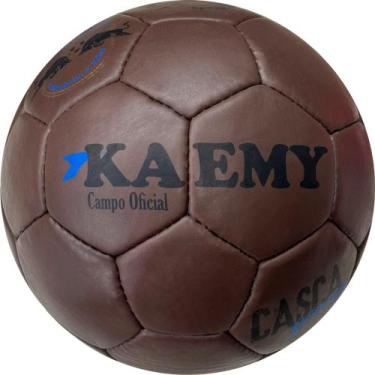 Imagem de Bola Futebol Campo Retro em Couro Legítimo Kaemy-K81, Marrom