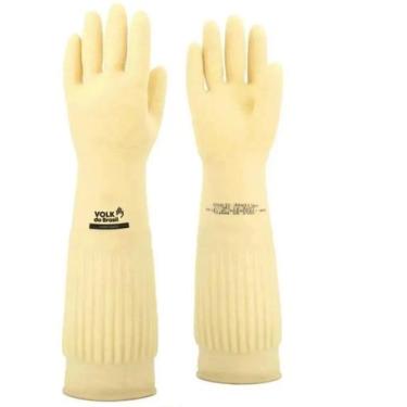 Imagem de Luva Látex Ranhurada Volk comprida 40 CM ( Kit 3 pares ), 8-M