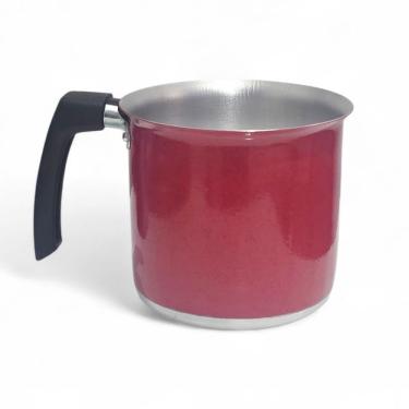 Imagem de Fervedor Leiteira Canecão Tradicional Alumínio Vermelho 14cm 1,6L para Cozinha Dia a Dia Laredu
