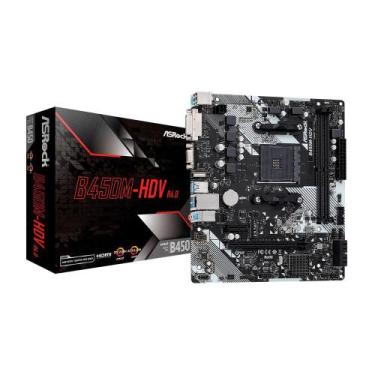 Imagem de Placa Mãe Asrock B450M-Hdv R4.0 Ddr4 Am4 Matx M.2 Nvme Hdmi Vga Dvi Us