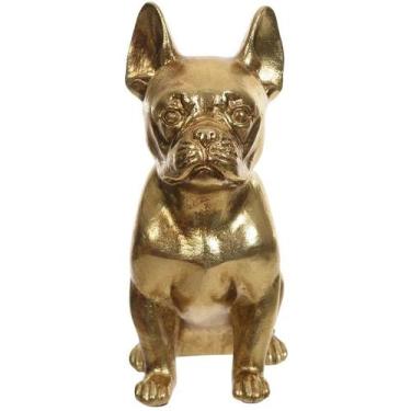 Imagem de Escultura Cachorro Sentado Poliresina Dourado - Florarte - Florarte DA