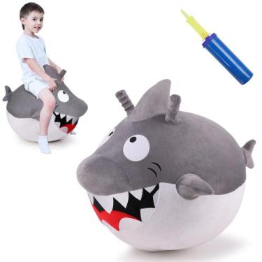 Imagem de iPlay, bola infantil iLearn Bouncy Pals White Shark Hopper, brinquedo 