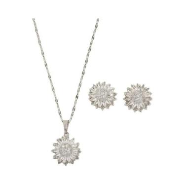 Imagem de Conjunto De Joias De Casamento Feminino Romântico Com Brincos E Colar 
