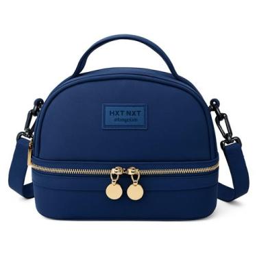 Imagem de Bolsa Térmica 2 Andares Para Viagens Trabalho Necessaire - Dexin, Azul