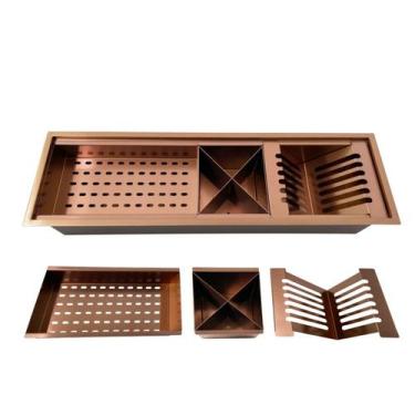Imagem de Calha Gourmet Rosê 60cm Canal Organizador Escorredor Úmido - STILLUS H