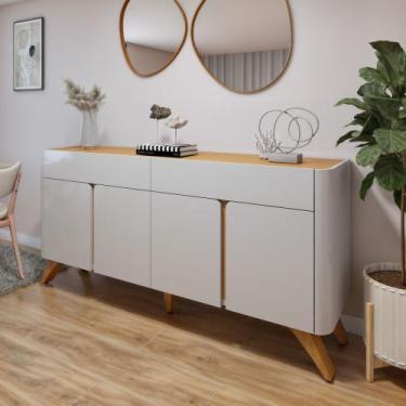 Imagem de Buffet para Sala de Jantar 4 Portas 100% MDF 172cm Pés em Madeira Maci