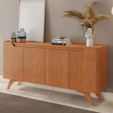 Imagem de Buffet Aparador 100%MDF 4 Portas Pés em Madeira Maciça 180cm Grécia - 
