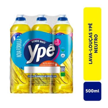 Imagem de Detergente Lava Louças Ypê Com 6 Unidades Neutro 500ml