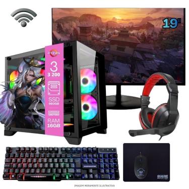 Imagem de Computador Gamer Tob Computers A320 Ryzen 3 3200G 16GB DDR4 SSD 960GB 19" Full HD Preto