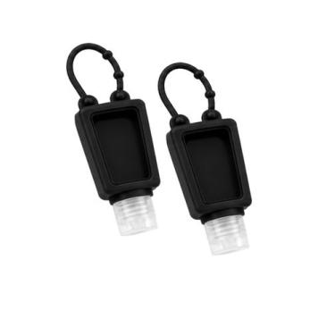 Imagem de Kit 2 Frascos Portáteis Com Alça Para Bolsa E Chaveiro Cor:Preto - Esc