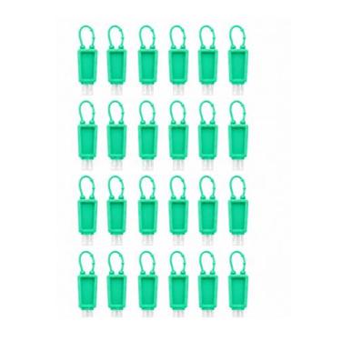 Imagem de Kit 24 Porta Álcool Gel Com Alça Silicone Para Brindes Cor:Verde - Esc